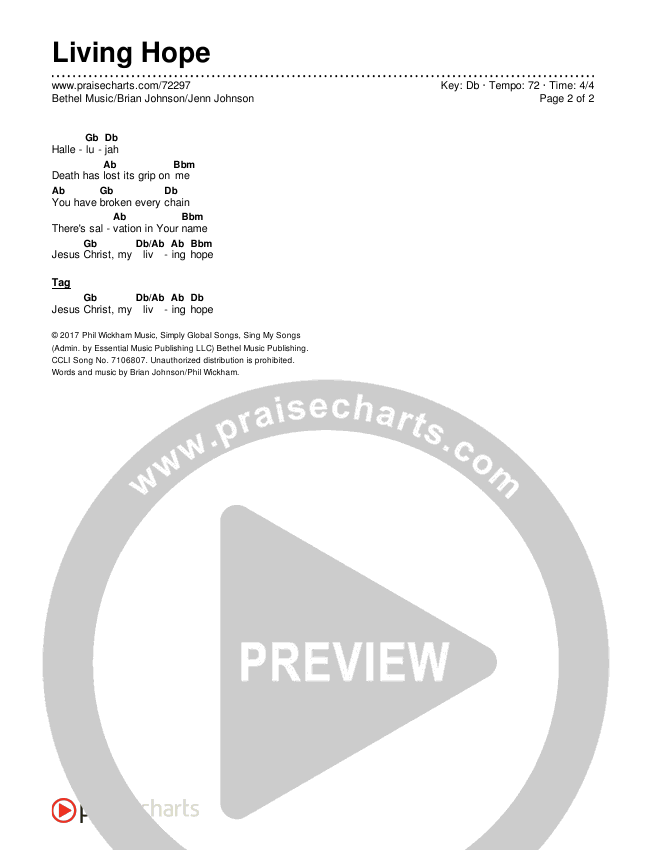 Living Hope Chords & Lyrics (Bethel Music / Brian Johnson / Jenn Johnson)