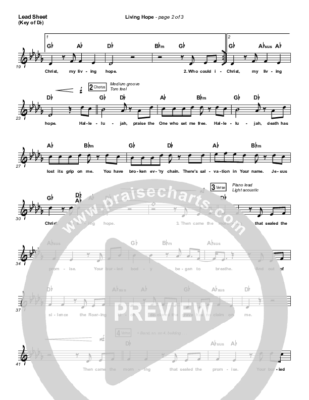 Living Hope Lead Sheet (Melody) (Bethel Music / Brian Johnson / Jenn Johnson)