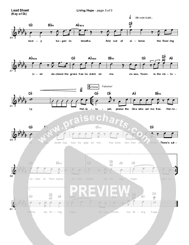 Living Hope Lead Sheet (Melody) (Bethel Music / Brian Johnson / Jenn Johnson)