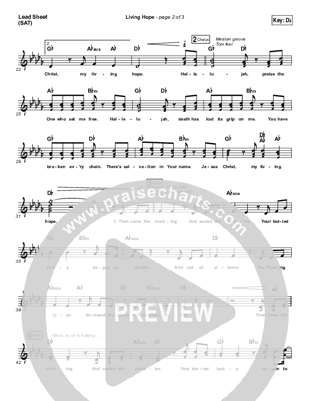 Living Hope Lead Sheet (SAT) (Bethel Music / Brian Johnson / Jenn Johnson)