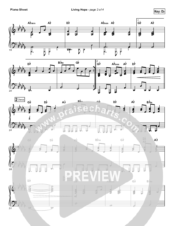 Living Hope Piano Sheet (Bethel Music / Brian Johnson / Jenn Johnson)