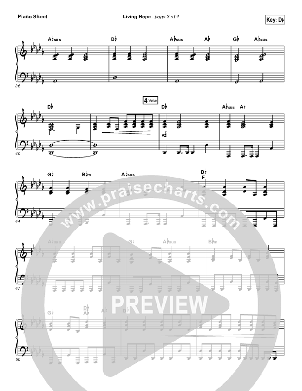 Living Hope Piano Sheet (Bethel Music / Brian Johnson / Jenn Johnson)
