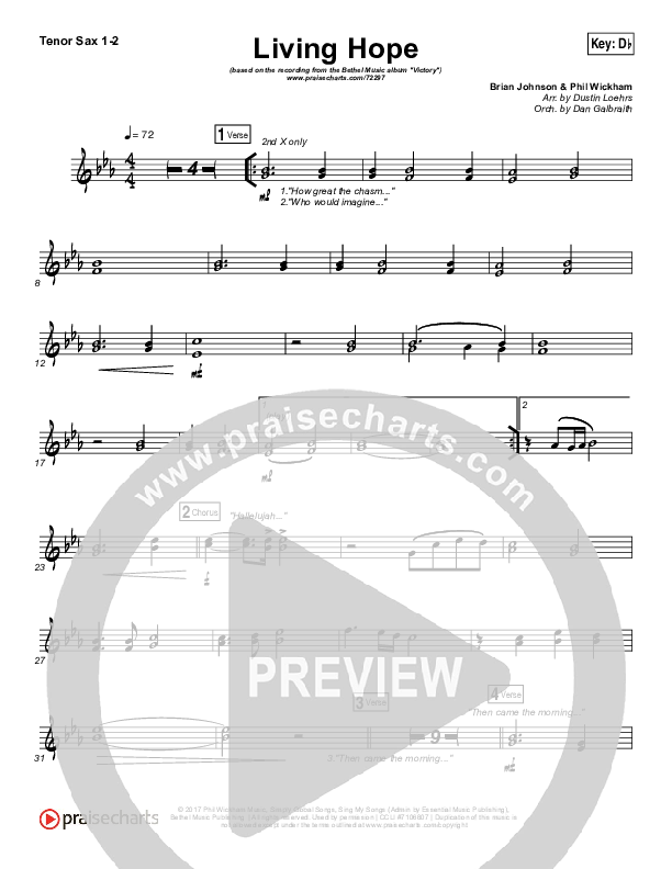 Living Hope Tenor Sax 1/2 (Bethel Music / Brian Johnson / Jenn Johnson)