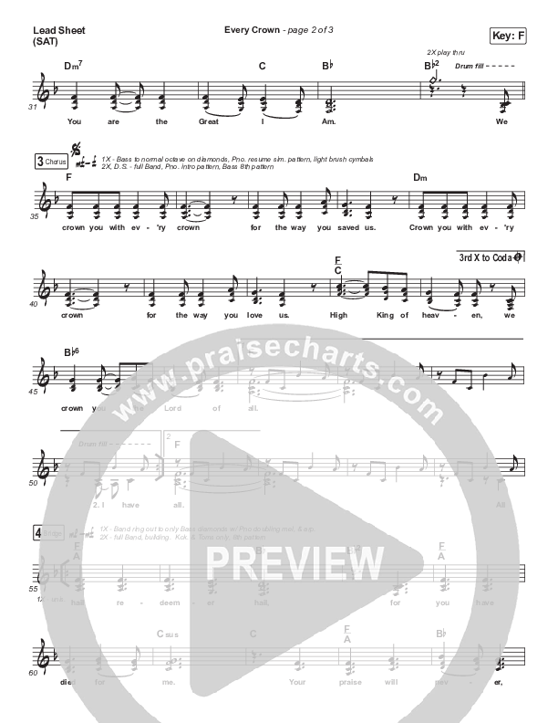 Every Crown Lead Sheet (SAT) (Bethel Music / kalley)