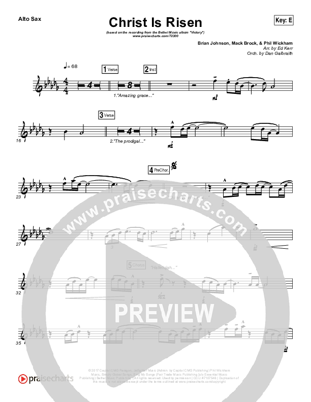 Christ Is Risen Alto Sax (Bethel Music / Hunter Thompson)