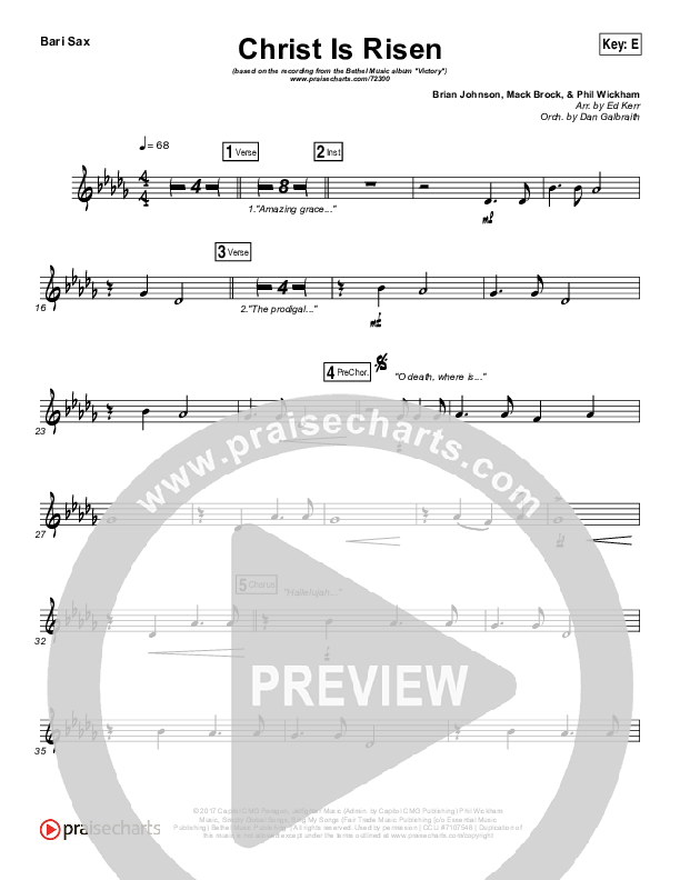 Christ Is Risen Bari Sax (Bethel Music / Hunter Thompson)