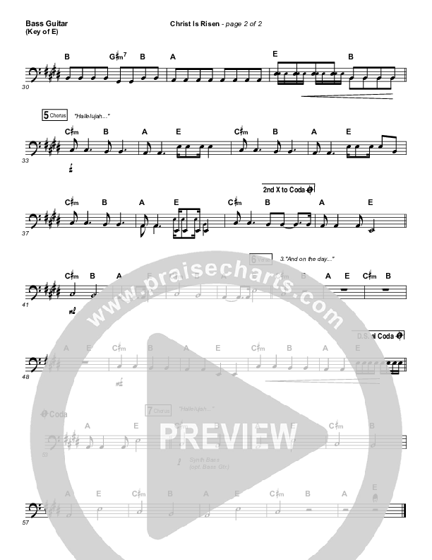 Christ Is Risen Bass Guitar (Bethel Music / Hunter Thompson)