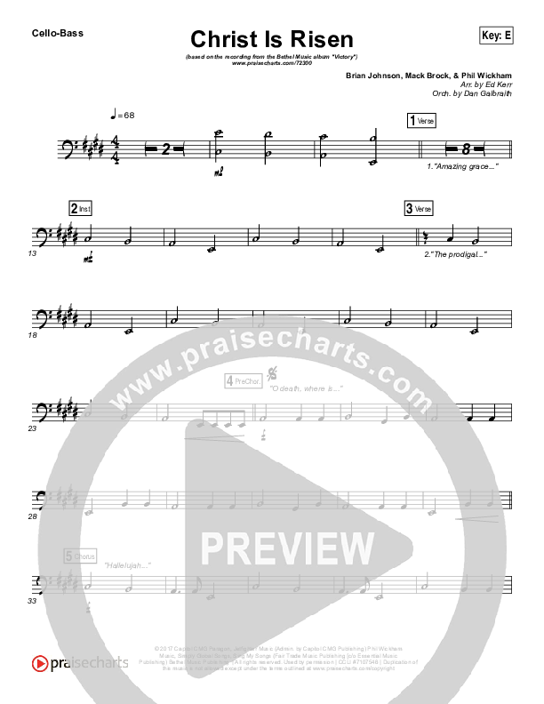 Christ Is Risen Cello/Bass (Bethel Music / Hunter Thompson)