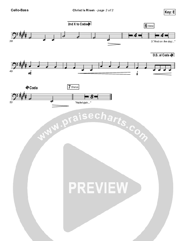 Christ Is Risen Cello/Bass (Bethel Music / Hunter Thompson)