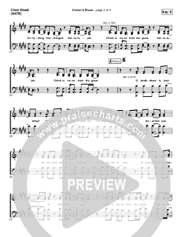 Christ Is Risen Choir Sheet (SATB) (Bethel Music / Hunter Thompson)