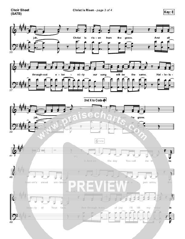 Christ Is Risen Choir Sheet (SATB) (Bethel Music / Hunter Thompson)