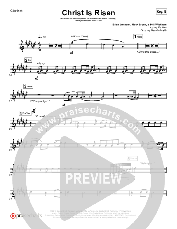 Christ Is Risen Clarinet (Bethel Music / Hunter Thompson)