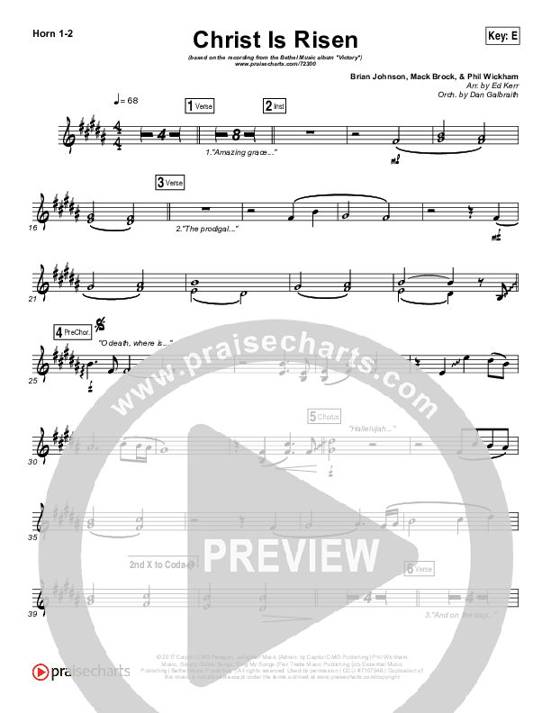 Christ Is Risen French Horn 1/2 (Bethel Music / Hunter Thompson)