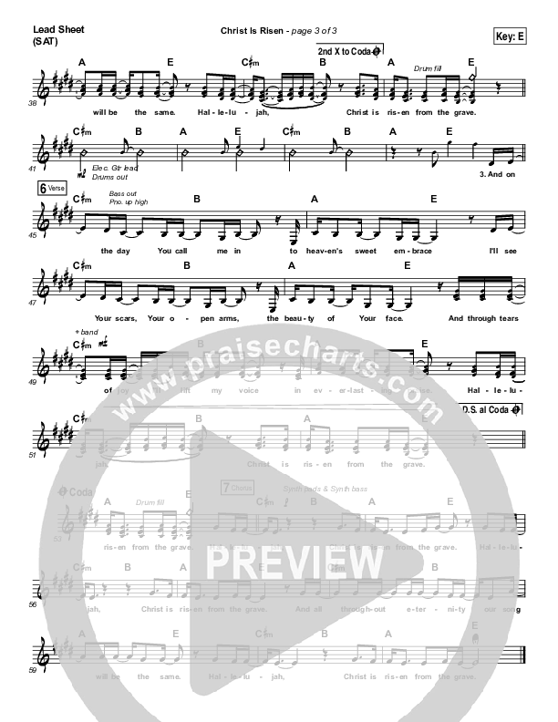 Christ Is Risen Lead Sheet (SAT) (Bethel Music / Hunter Thompson)