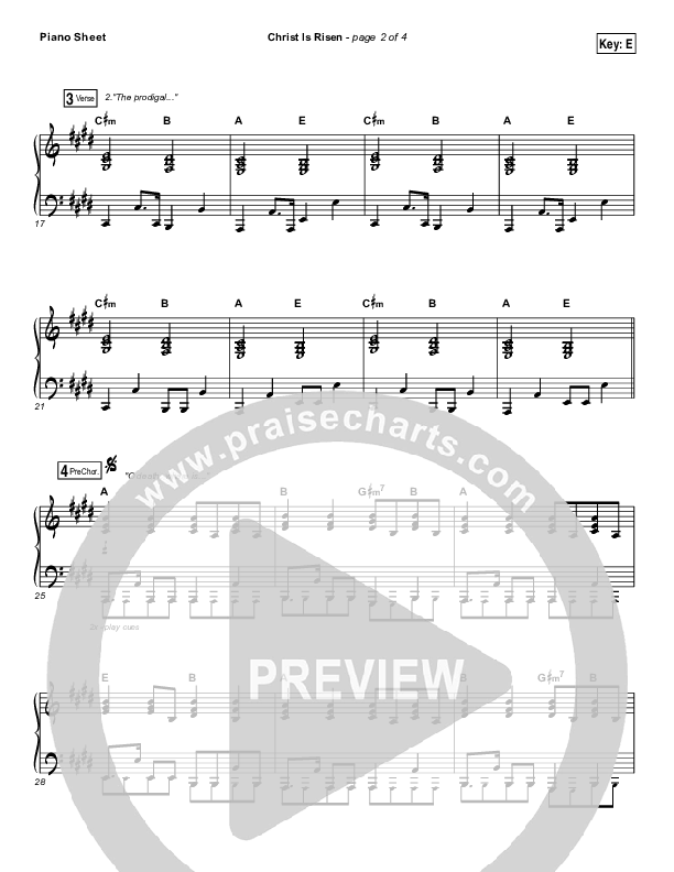 Christ Is Risen Piano Sheet (Bethel Music / Hunter Thompson)