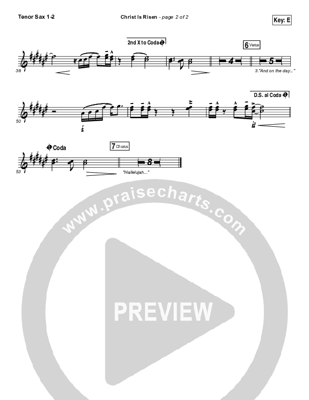 Christ Is Risen Tenor Sax 1/2 (Bethel Music / Hunter Thompson)