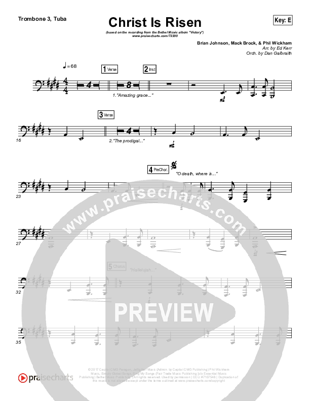 Christ Is Risen Trombone 3/Tuba (Bethel Music / Hunter Thompson)