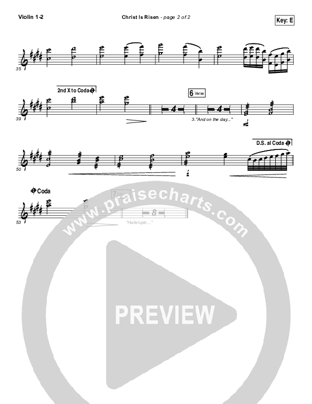 Christ Is Risen Violin 1/2 (Bethel Music / Hunter Thompson)