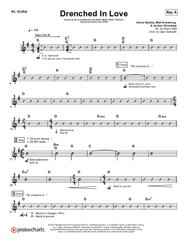 Drenched In Love Acoustic Guitar (Bethel Music / Daniel Bashta / Harvest)