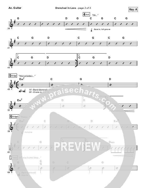 Drenched In Love Acoustic Guitar (Bethel Music / Daniel Bashta / Harvest)