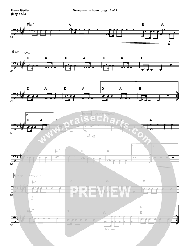 Drenched In Love Bass Guitar (Bethel Music / Daniel Bashta / Harvest)