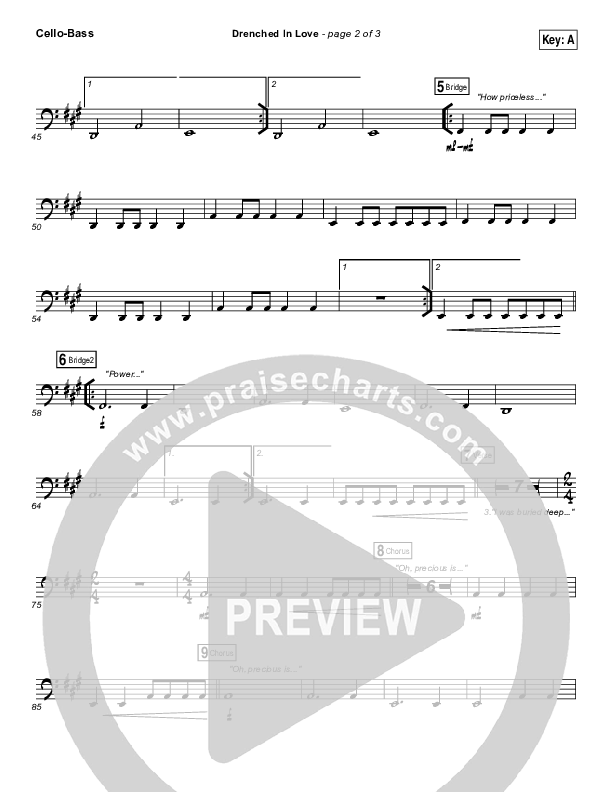 Drenched In Love Cello/Bass (Bethel Music / Daniel Bashta / Harvest)