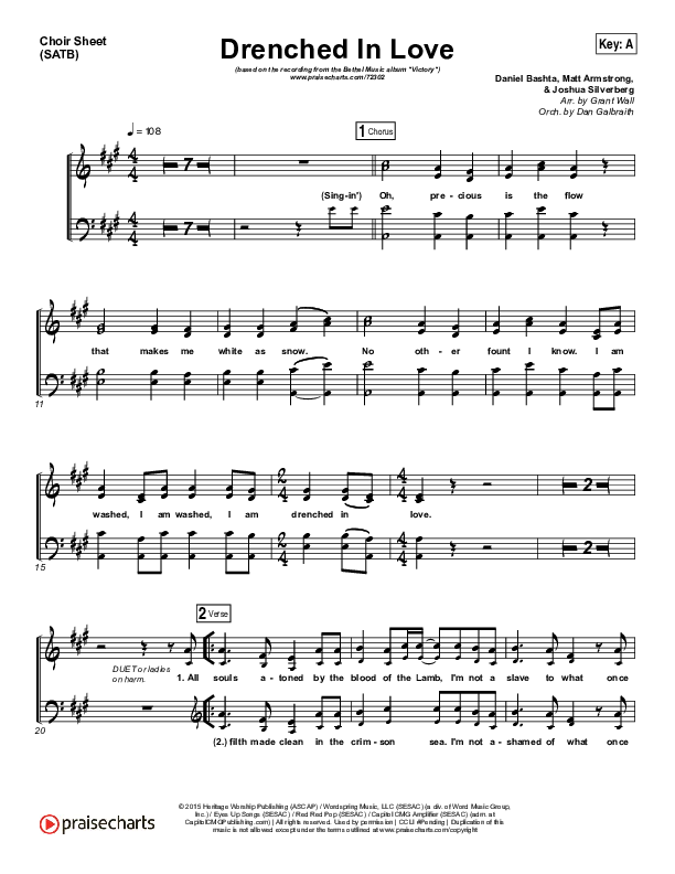 Drenched In Love Choir Vocals (SATB) (Bethel Music / Daniel Bashta / Harvest)