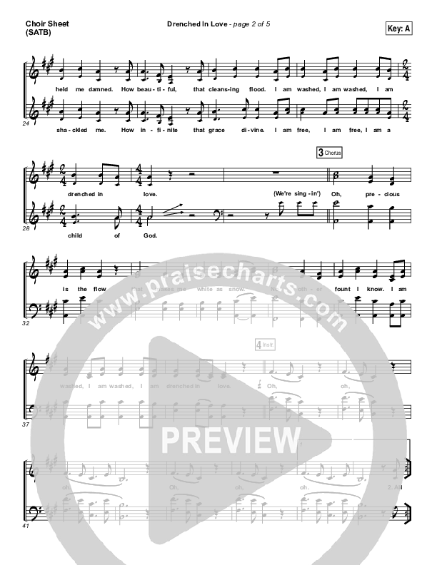 Drenched In Love Choir Sheet (SATB) (Bethel Music / Daniel Bashta / Harvest)