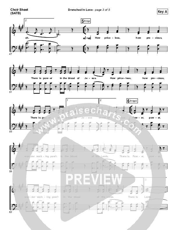 Drenched In Love Choir Sheet (SATB) (Bethel Music / Daniel Bashta / Harvest)
