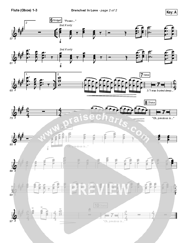 Drenched In Love Flute/Oboe 1/2/3 (Bethel Music / Daniel Bashta / Harvest)