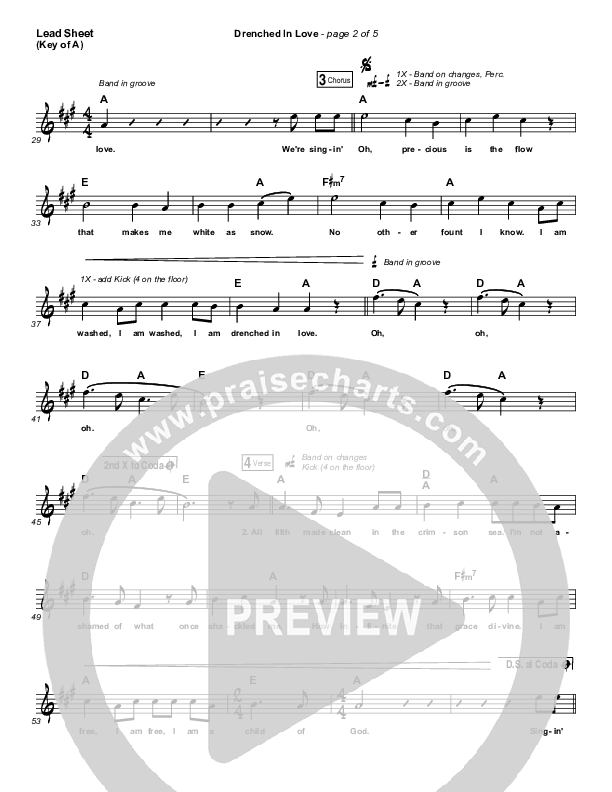 Drenched In Love Lead Sheet (Melody) (Bethel Music / Daniel Bashta / Harvest)