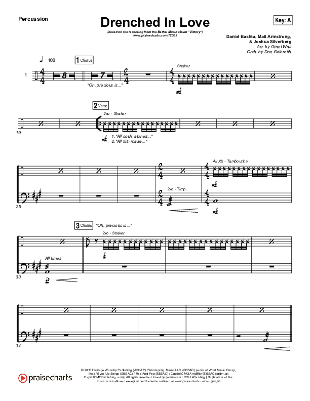 Drenched In Love Percussion (Bethel Music / Daniel Bashta / Harvest)