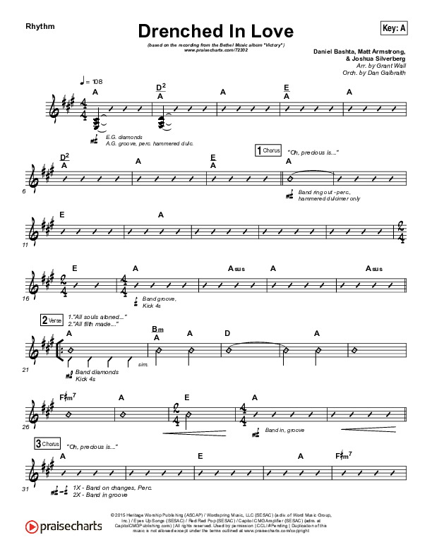 Drenched In Love Rhythm Chart (Bethel Music / Daniel Bashta / Harvest)