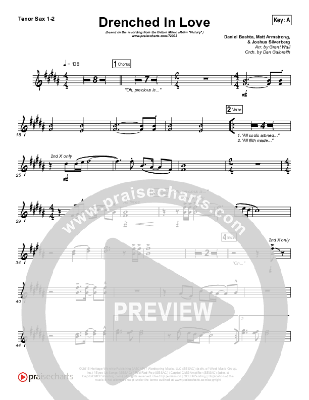 Drenched In Love Tenor Sax 1/2 (Bethel Music / Daniel Bashta / Harvest)