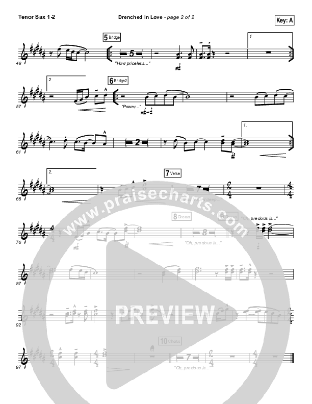 Drenched In Love Tenor Sax 1/2 (Bethel Music / Daniel Bashta / Harvest)