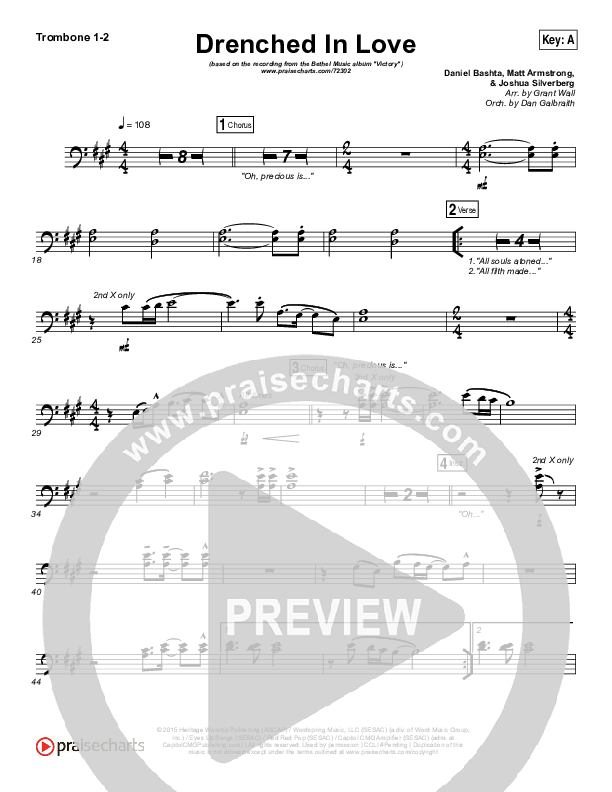 Drenched In Love Trombone 1/2 (Bethel Music / Daniel Bashta / Harvest)