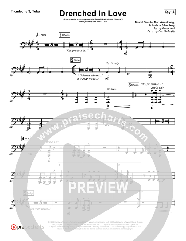 Drenched In Love Trombone 3/Tuba (Bethel Music / Daniel Bashta / Harvest)