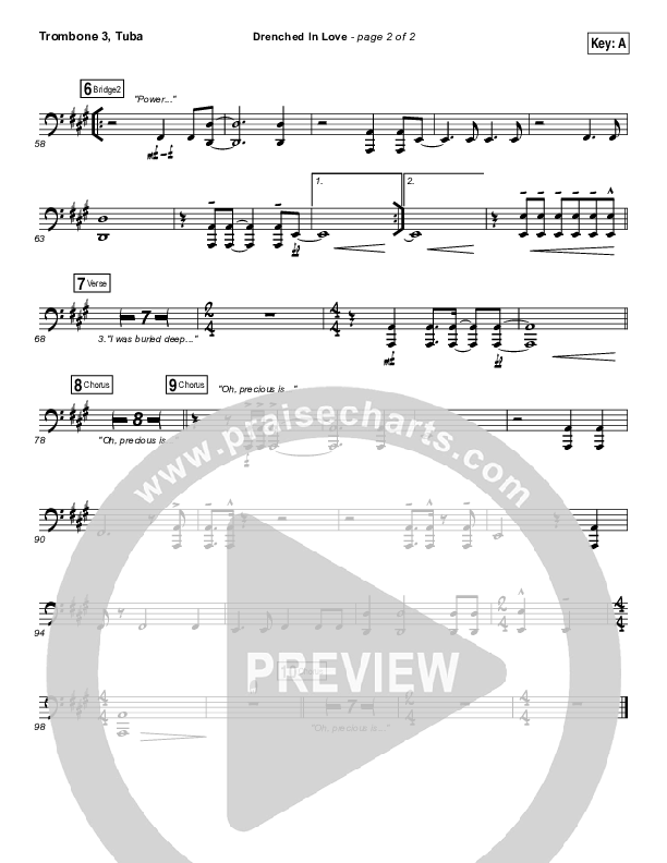 Drenched In Love Trombone 3/Tuba (Bethel Music / Daniel Bashta / Harvest)