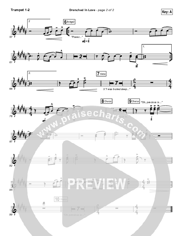 Drenched In Love Trumpet 1,2 (Bethel Music / Daniel Bashta / Harvest)