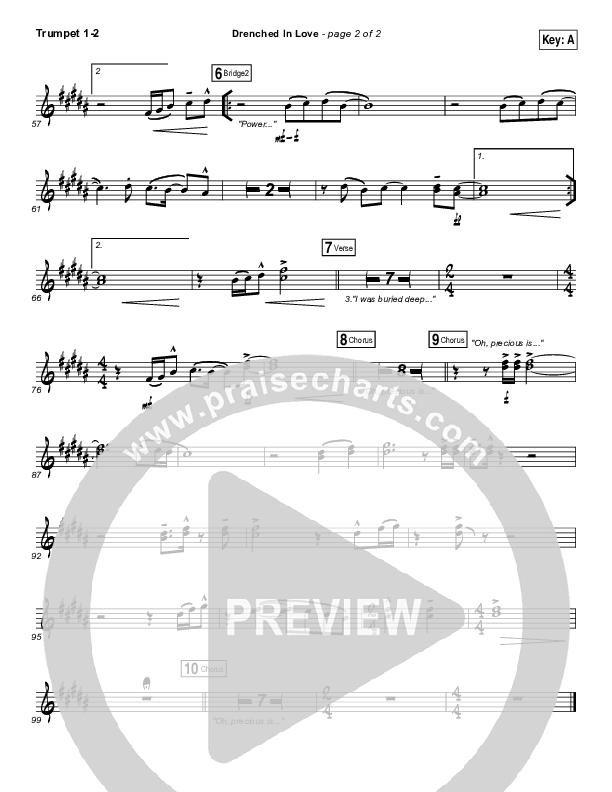 Drenched In Love Trumpet 1,2 (Bethel Music / Daniel Bashta / Harvest)