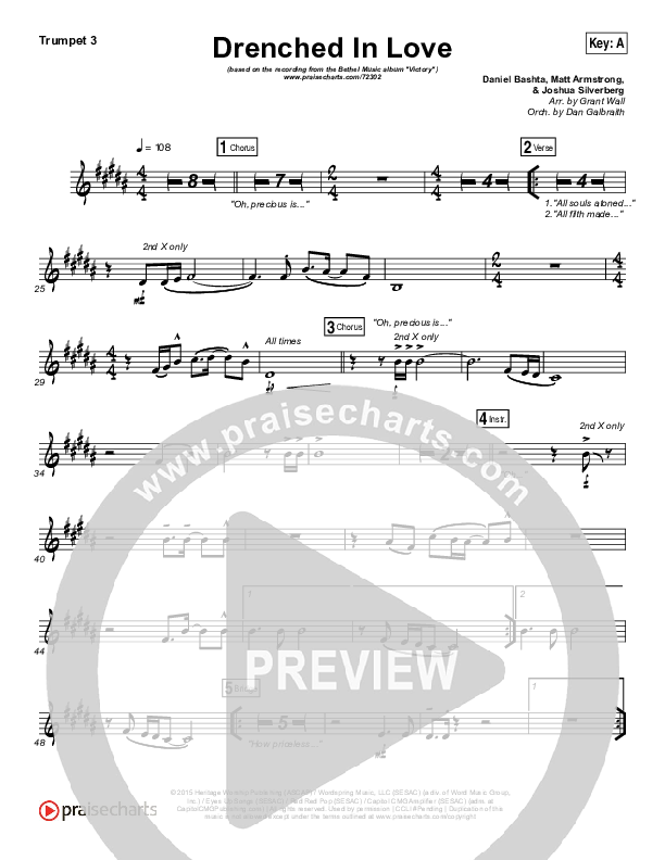 Drenched In Love Trumpet 3 (Bethel Music / Daniel Bashta / Harvest)