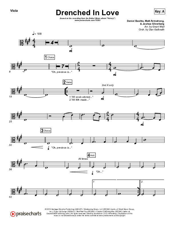 Drenched In Love Viola (Bethel Music / Daniel Bashta / Harvest)
