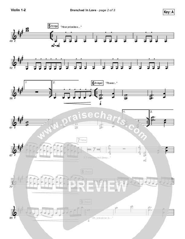 Drenched In Love Violin 1/2 (Bethel Music / Daniel Bashta / Harvest)