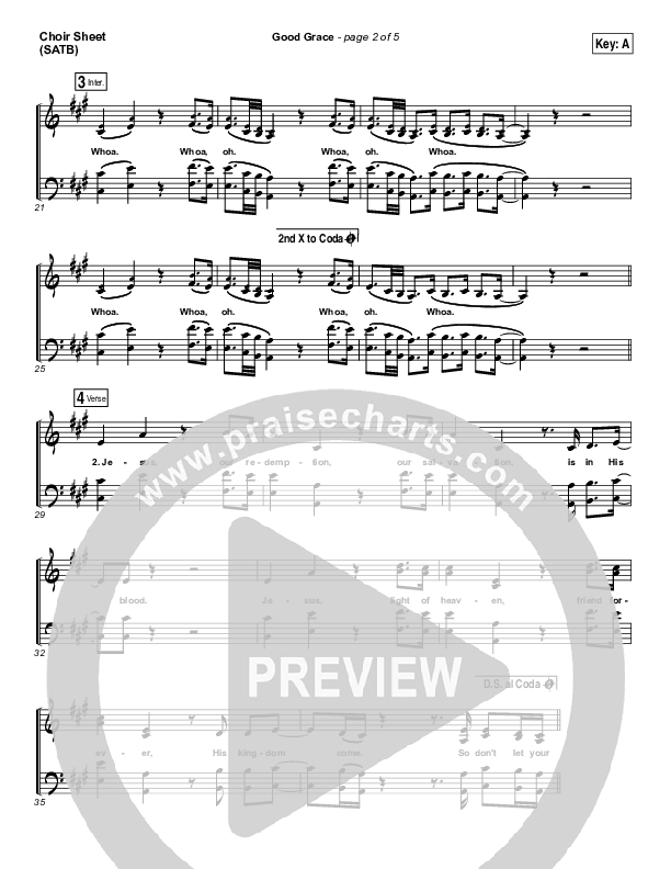 Good Grace Choir Sheet (SATB) (Hillsong UNITED / Joel Houston)