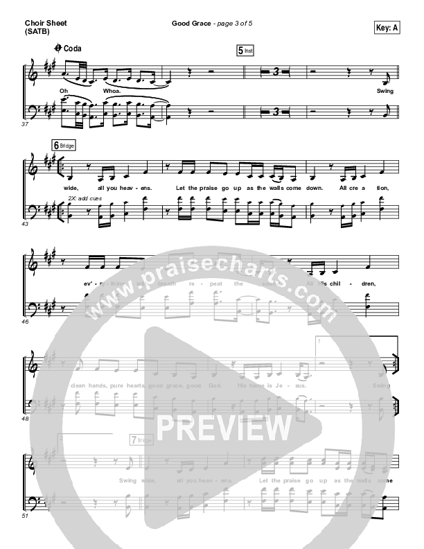 Good Grace Choir Sheet (SATB) (Hillsong UNITED / Joel Houston)