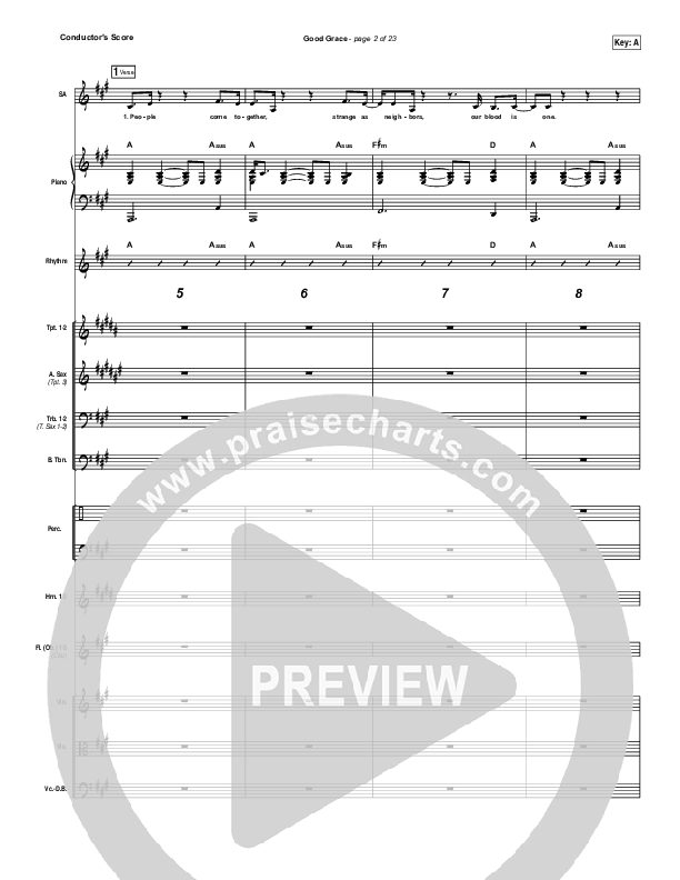 Good Grace Conductor's Score (Hillsong UNITED / Joel Houston)