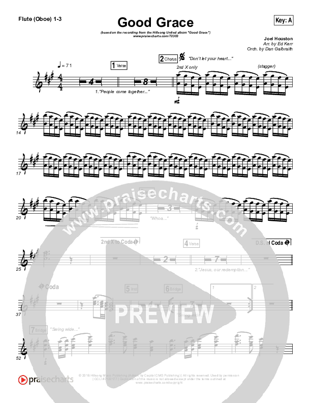 Good Grace Flute/Oboe 1/2/3 (Hillsong UNITED / Joel Houston)