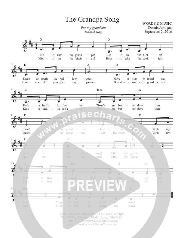 The Grandpa Song Lead Sheet (Dennis Jernigan)