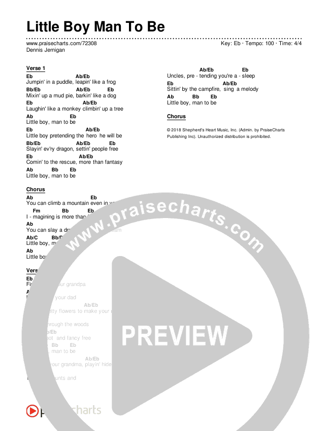 Little Boy Man To Be Chords & Lyrics (Dennis Jernigan)