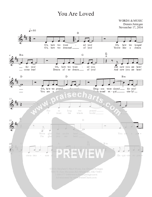 You Are Loved Lead Sheet (Dennis Jernigan)
